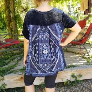 Johnny Was Sapphire blue embroidered tunic.